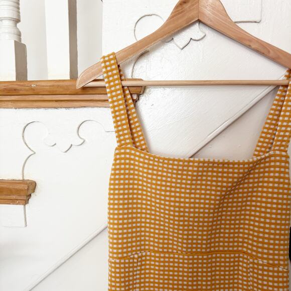 Free People Bardot Yellow Mini Dress Sleeveless Stretch Fit Square Neck Size XL - Picture 3 of 6